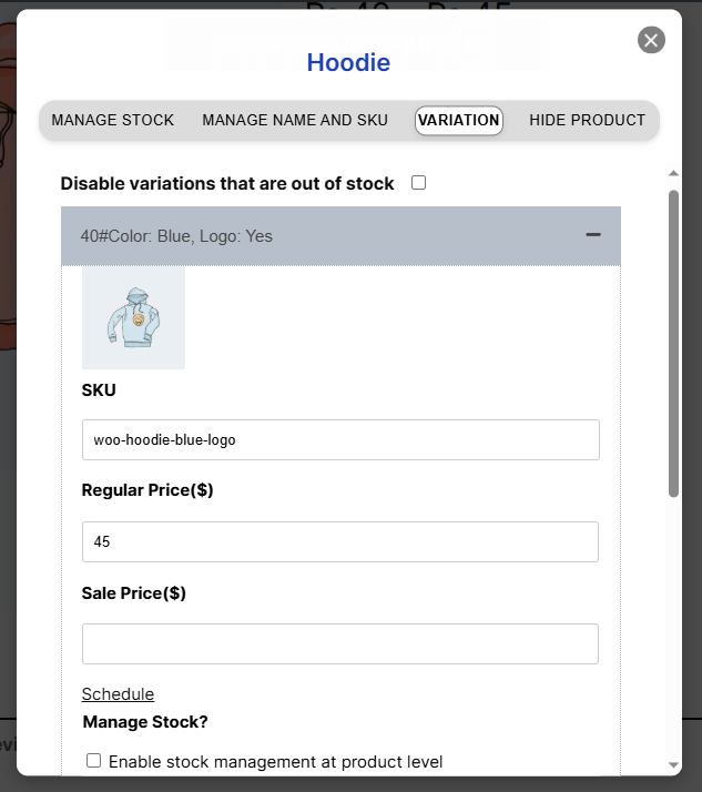 Manage Stock of Variable Products