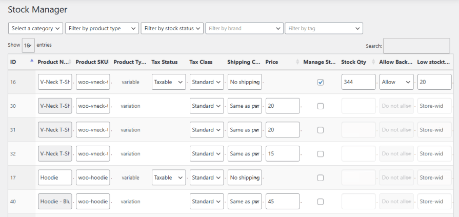 Manage Stock with a Grid View Table