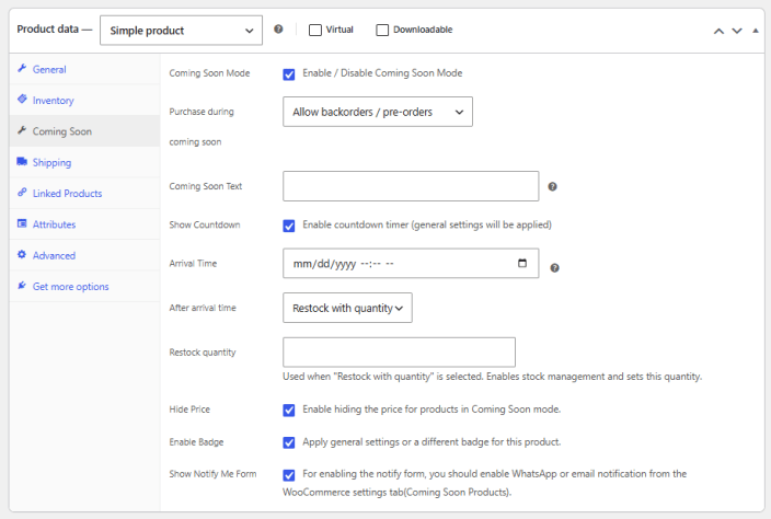 Product Level Settings