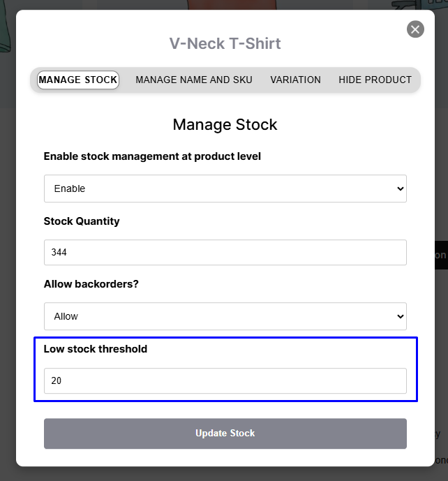 Set Low-Stock Threshold for Products