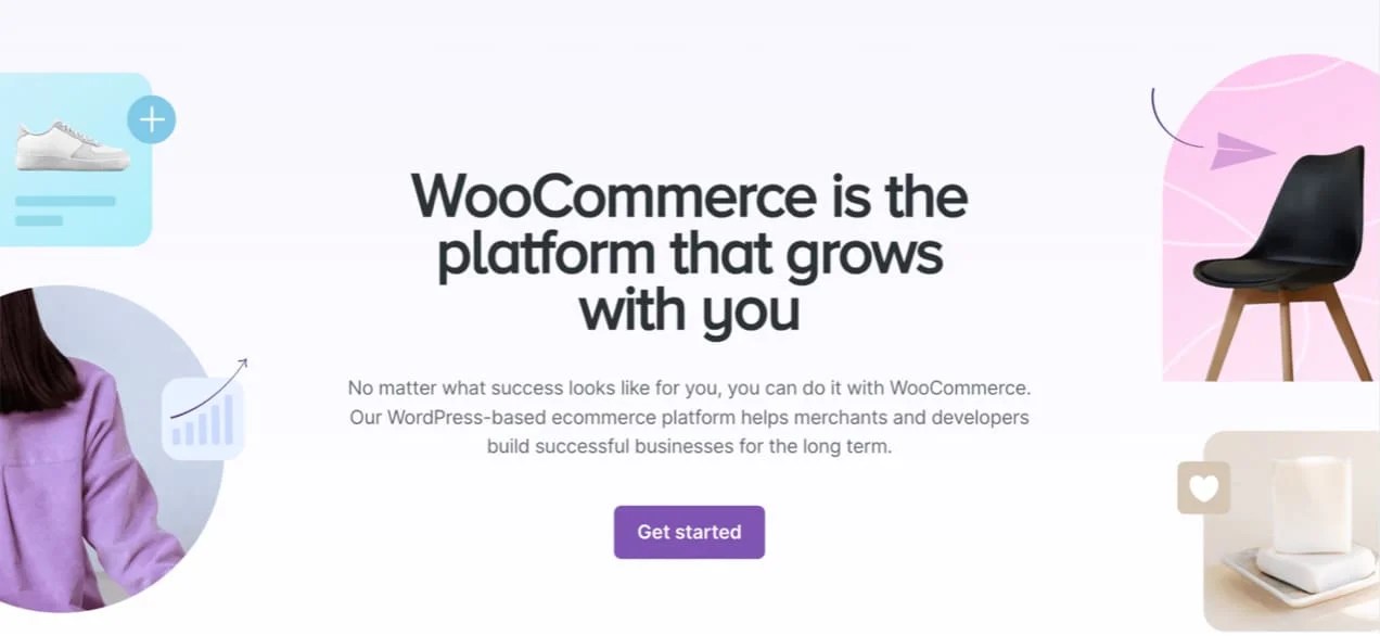 Woocommerce webpage hero CTA - the platform that grows with you.