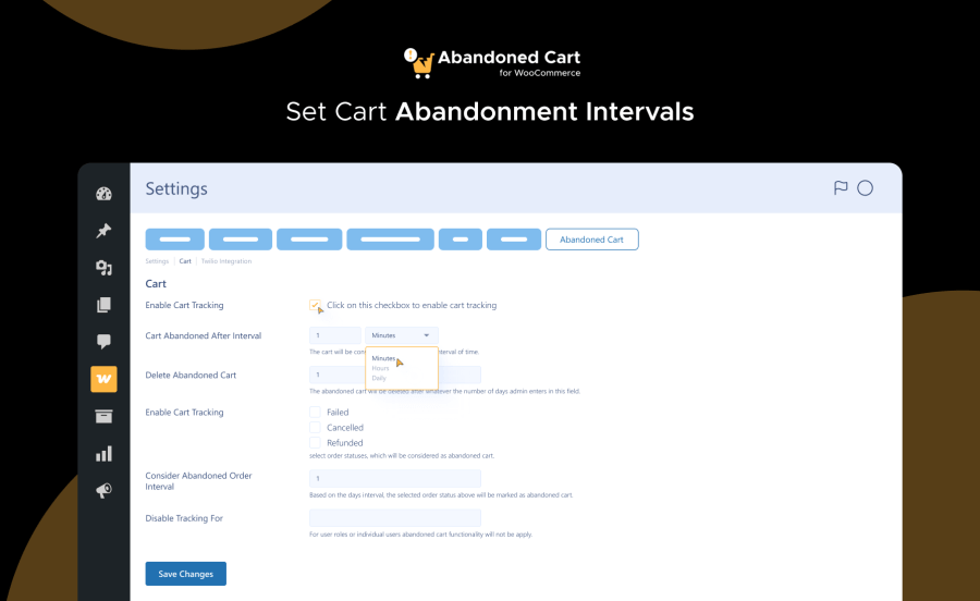 Set Cart Abandonment Intervals