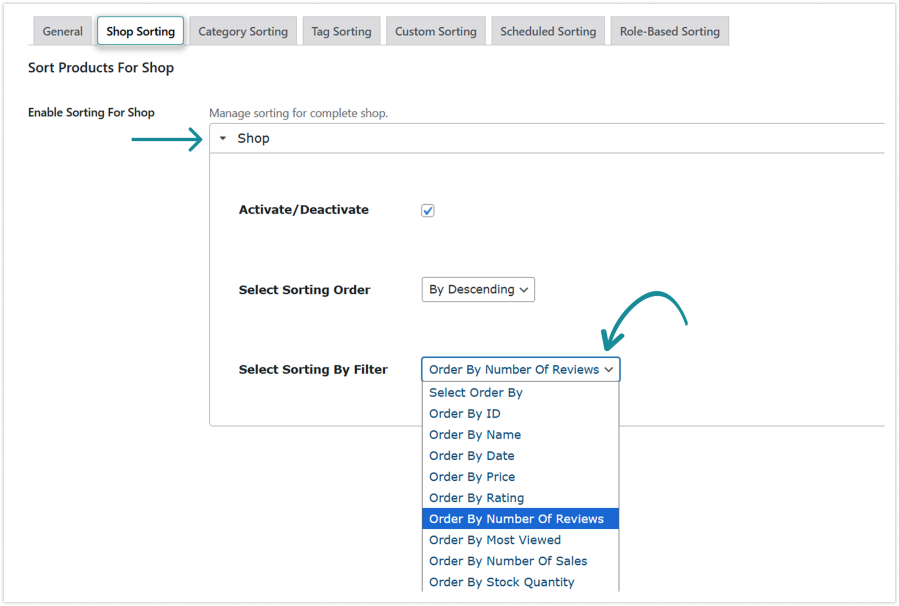 Sort Products for WooCommerce Whole Shop