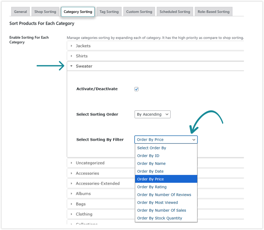Sort Products for WooCommerce Categories