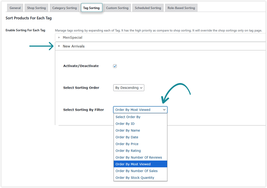 Sort Products for WooCommerce Tags