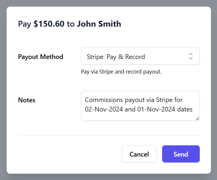 Affiliate commissions via Stripe