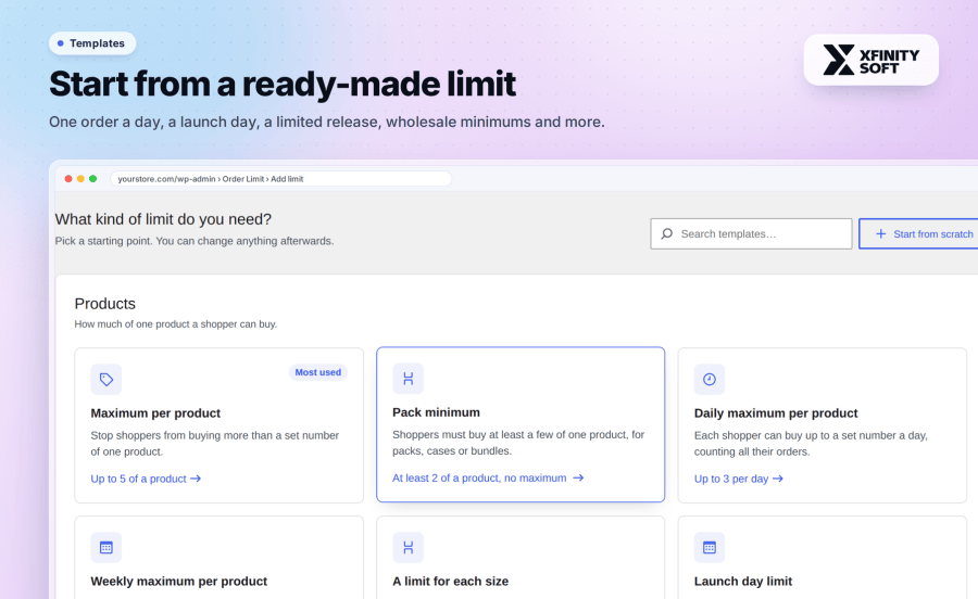Ready-made order limit templates for WooCommerce stores