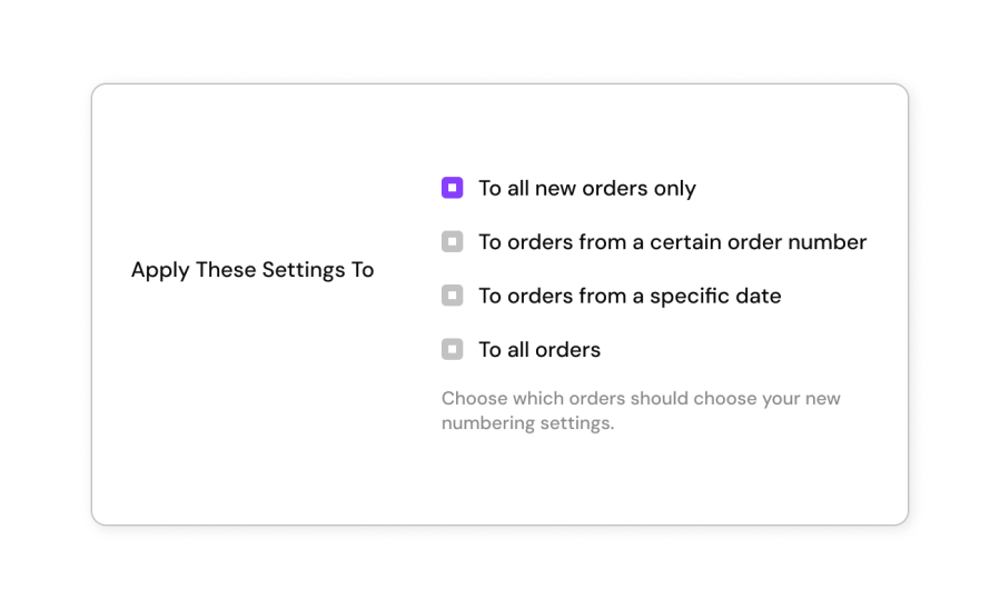 Apply Order Number Changes to New Orders Only