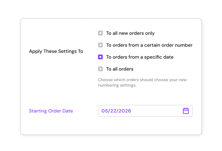 Apply Order Number Changes from a Specific Date