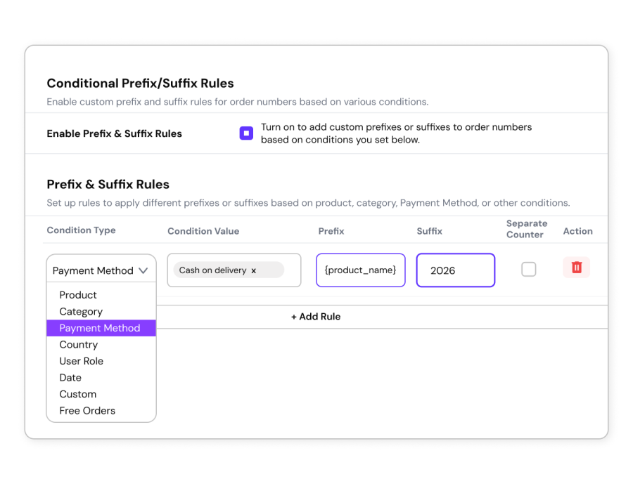 Conditional Prefixes & Suffixes for Smarter Order Numbers