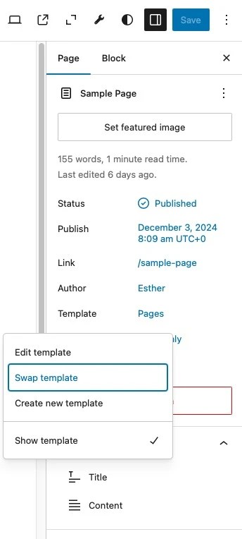Dakota Next Change Page Template
