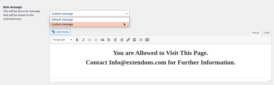 Display a Custom Message to Restricted Users
