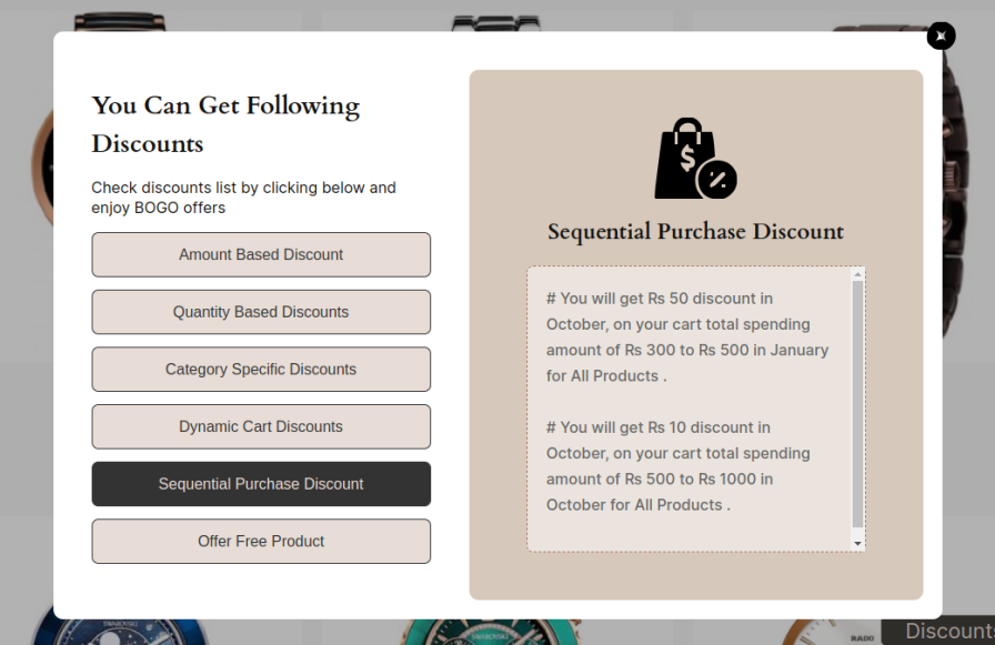 Display a Customizable Pop-Up for Discount Rules