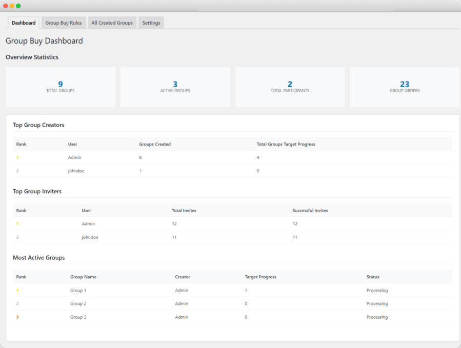 Group Buy Dashboard