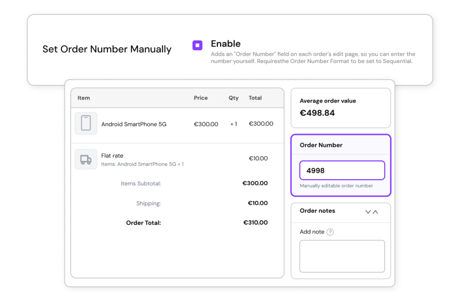 Manual Order Number Counter