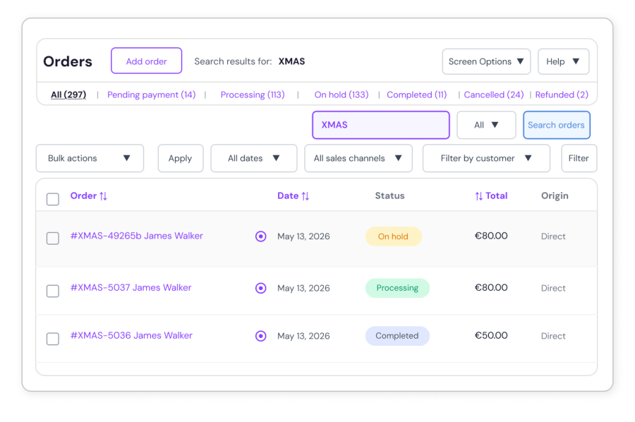 Quick Search by Custom Order Numbers