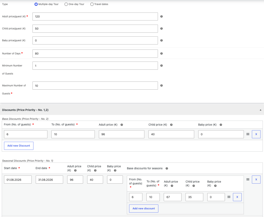 Flexible guest types and pricing