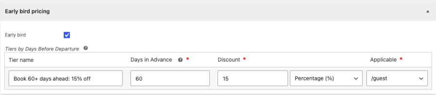 Early bird pricing Early bird pricing