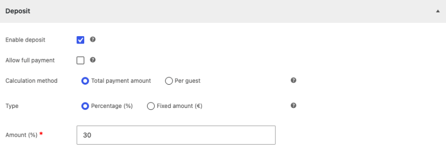 Deposits and partial payment