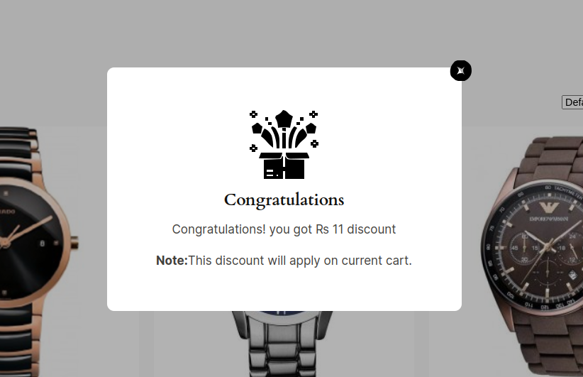 Show Congratulatory Pop-Ups for Discount Wins
