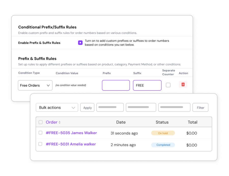 Track Free Orders with Specific Prefixes