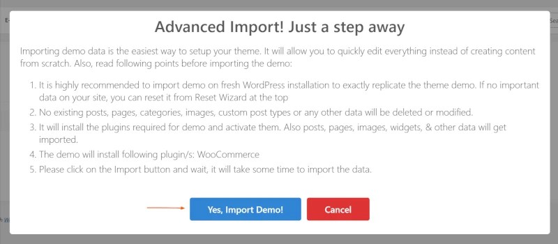 EasySell Demo Import Confirmation