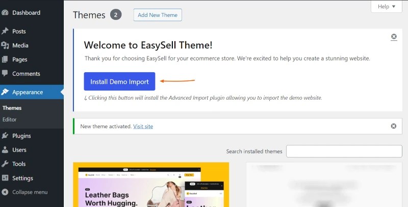 Install Demo Import Plugin for EasySell