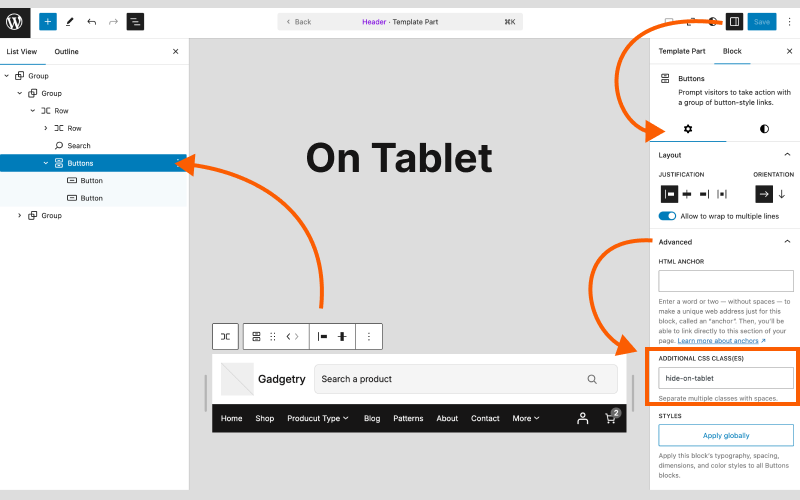 Gadgetry Tablet View