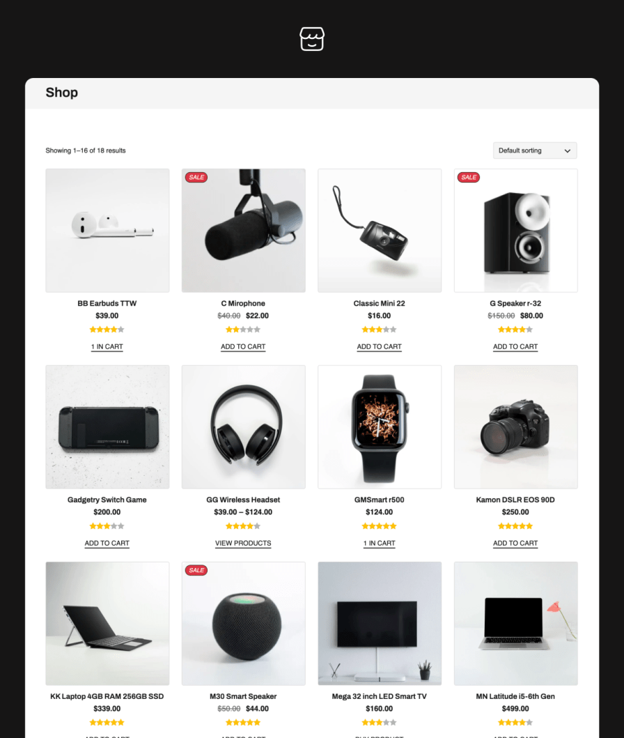 Gadgetry Shop Page