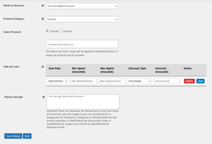 Amount Based Discount