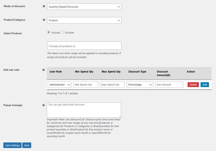 Quantity Based Discount