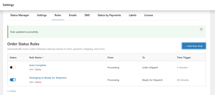 Set Custom Order Status Rules - Tyche Softwares Documentation