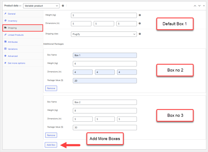 woocommerce multiple shipping boxes per product plugin