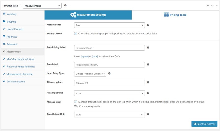 Measurement Settings
