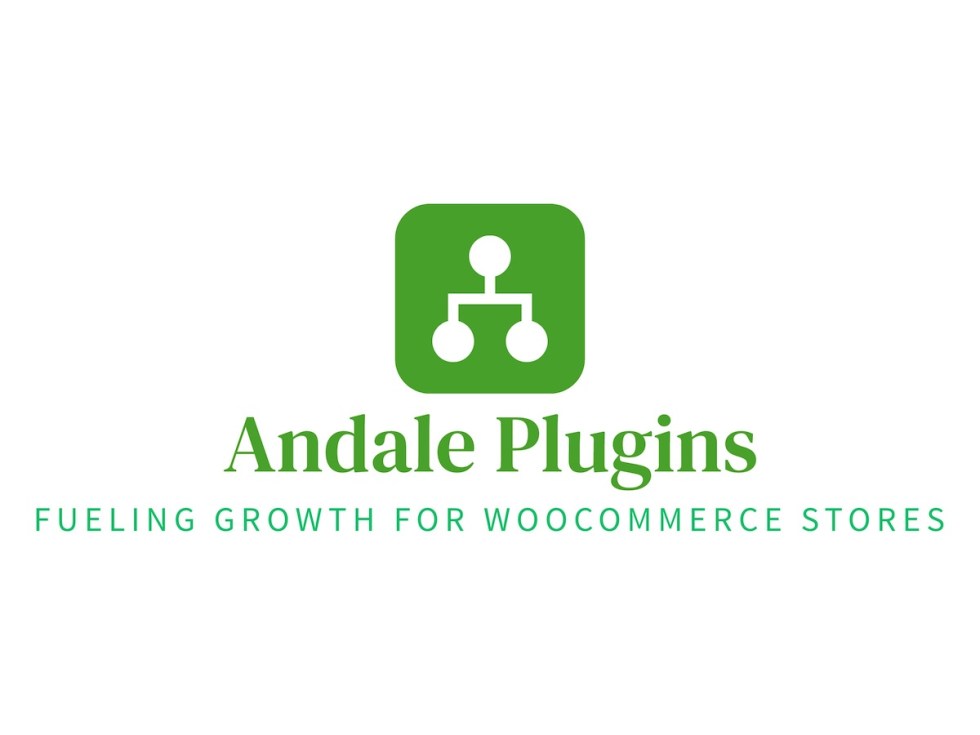 Andale Plugins logo with green icon and text 'Fueling Growth for WooCommerce Stores