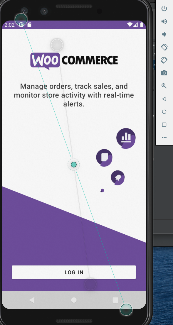 Screenshot of WooCommerce Andoid app home screen on Android Studio