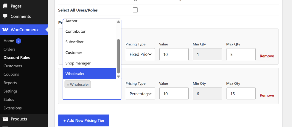 dynamic and role based pricing