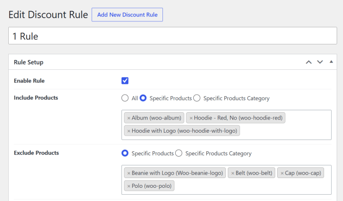 Include or exclude specific products and categories for targeted WooCommerce bulk pricing rules