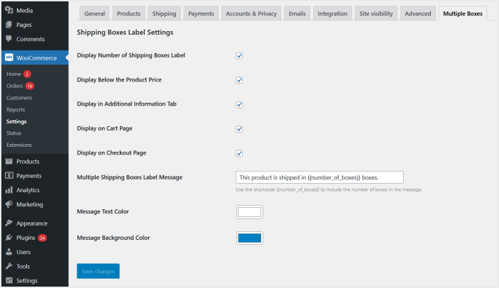 WooCommerce multiple shipping boxes per product plugin