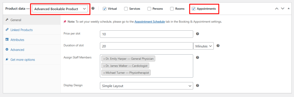 Advance Booking Appointments General Settings
