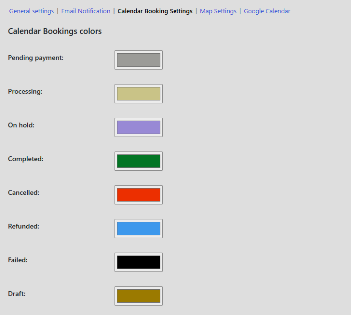 Calendar Booking Settings