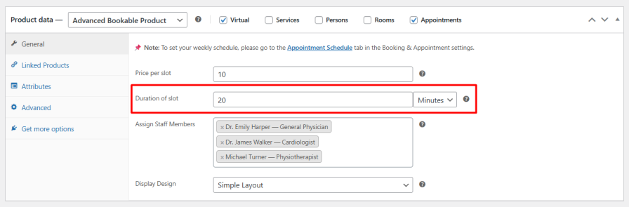 Price Per Slot and duration