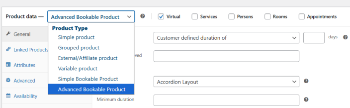 Product Level Settings (Advanced Bookable Product)