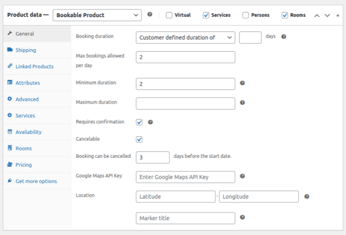 Product Level Settings (Advanced Bookable Product)