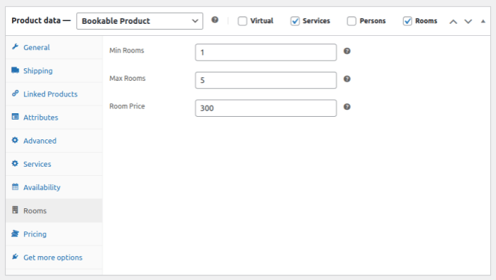 Product Level Settings (Room options)