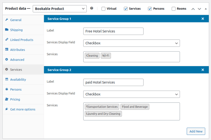 Product Level Settings (Service options)