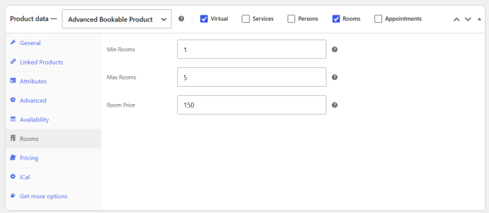 Product Level Settings (Rooms)