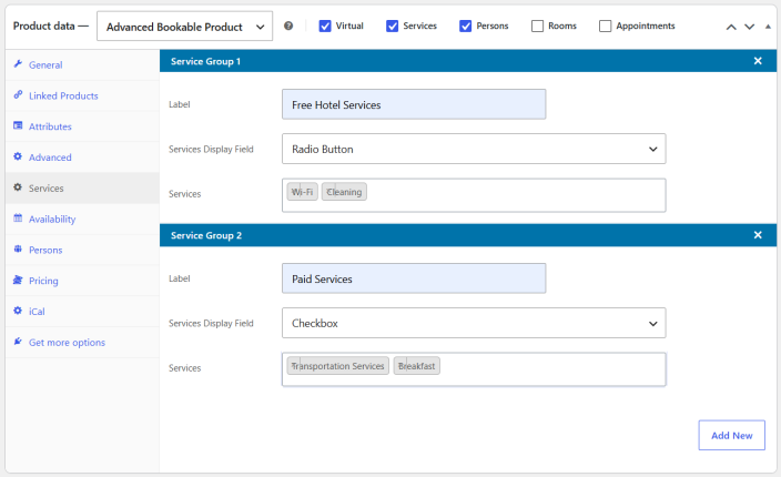 Product Level Settings (Services)