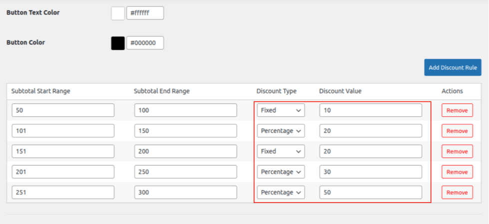 woocommerce Fixed or percentage Discount types
