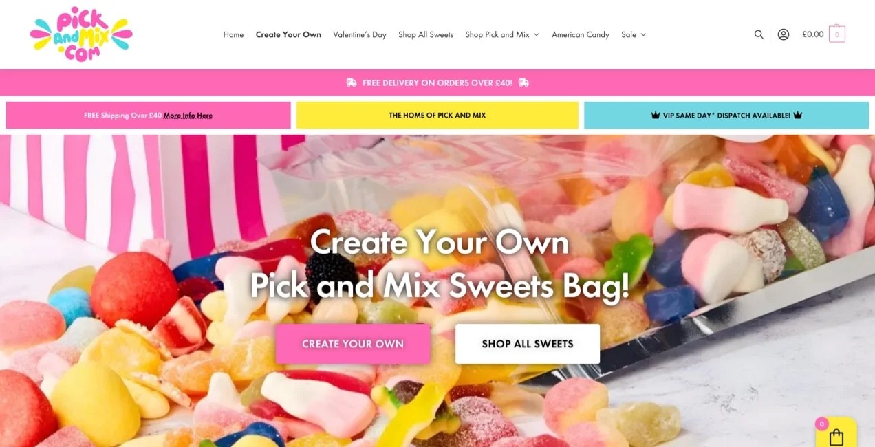 Pickandmix.com homepage